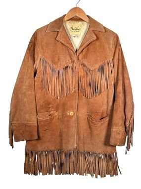VINTAGE 60’s Genuine Suede Fringe Boho Western Pioneer Jacket